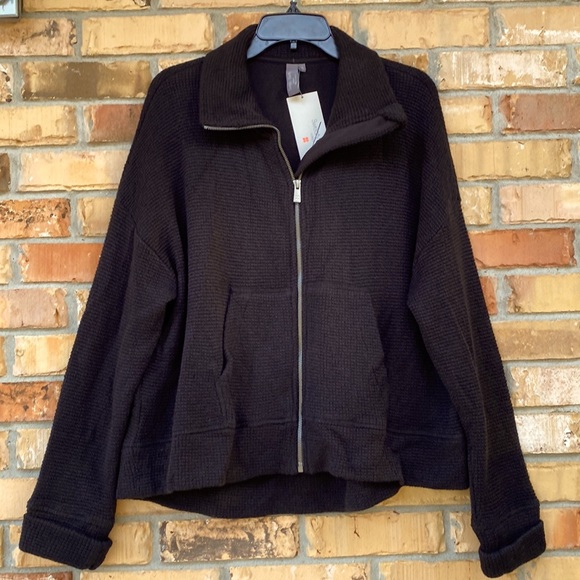 Sweaty Betty, Restful Bouclé Jacket, Black, boxy fit knit jacket size XL - Picture 3 of 10